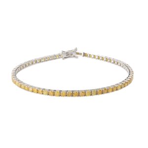 082 Bratara Tennis Din Aur Alb De 18k Cu Diamante Galbene De 4,96ct