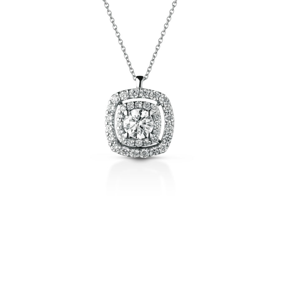130 Colier Din Aur Alb De 18k Cu Diamante De 0.46ct